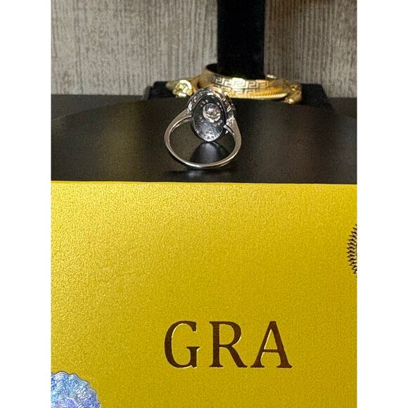 Sz. 9 - 1.5CTW Moissanite Shield Style Silver Ring w/ GRA - Picture 8 of 9